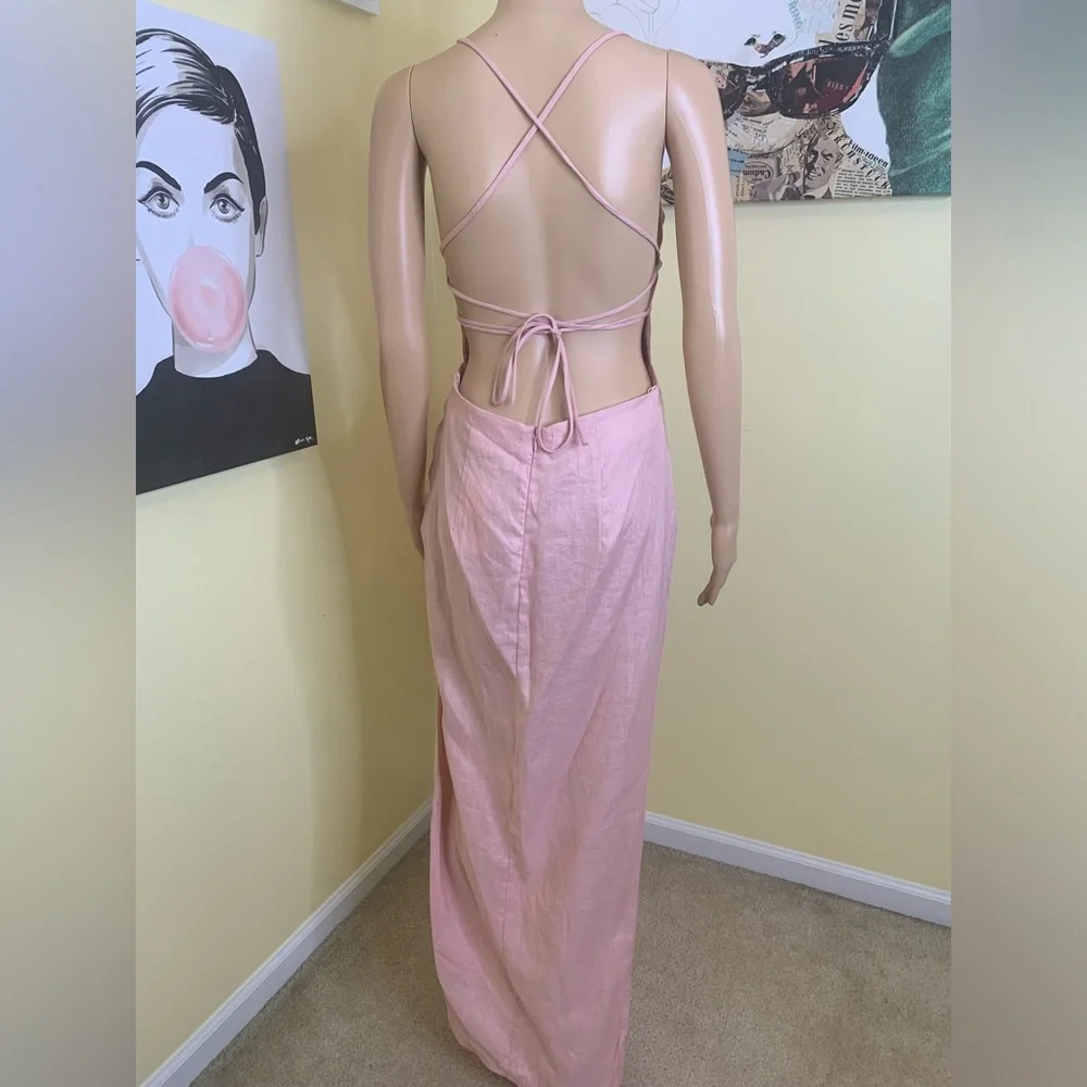 💫HP‼️💫 NWT Revolve RUMER THE LABEL “Loulou” Linen Maxi Dress in Prima, Sz Medium - Picture 8 of 11